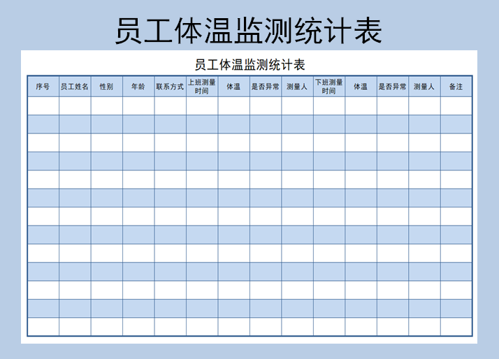 员工体温监测统计表