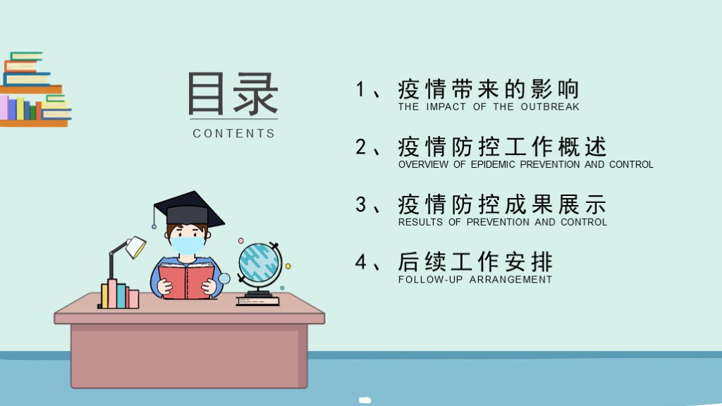 卡通学校疫情防控总结汇报PPT