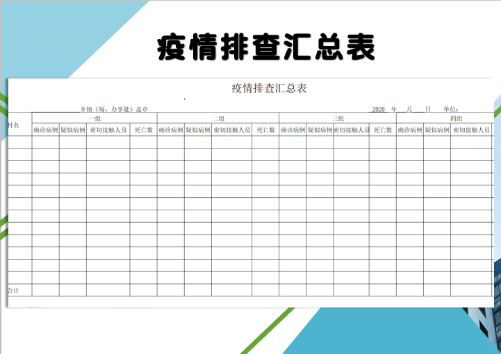 疫情排查汇总表