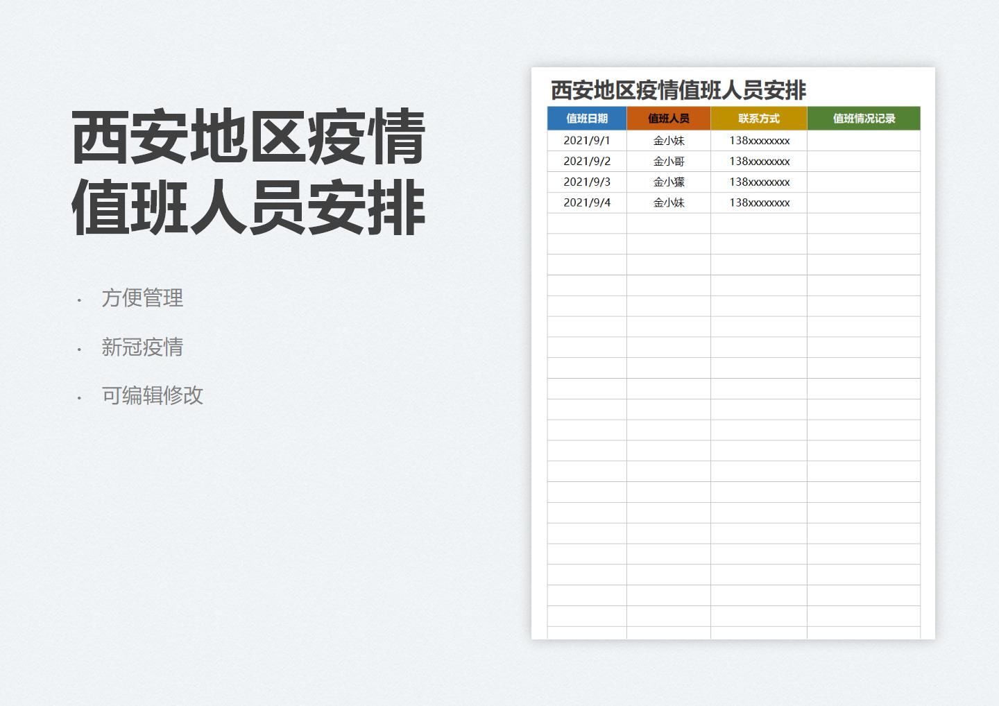 西安地区疫情值班人员安排