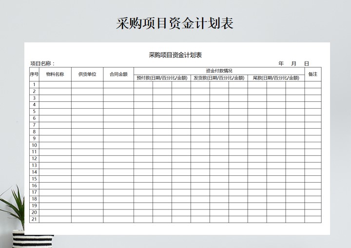 采购项目资金计划表