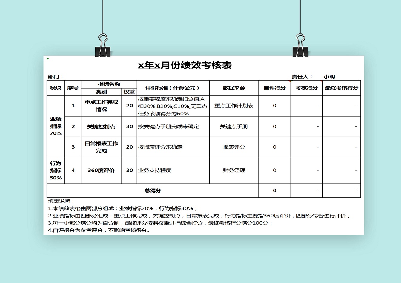 绩效考核方案（自带公式）