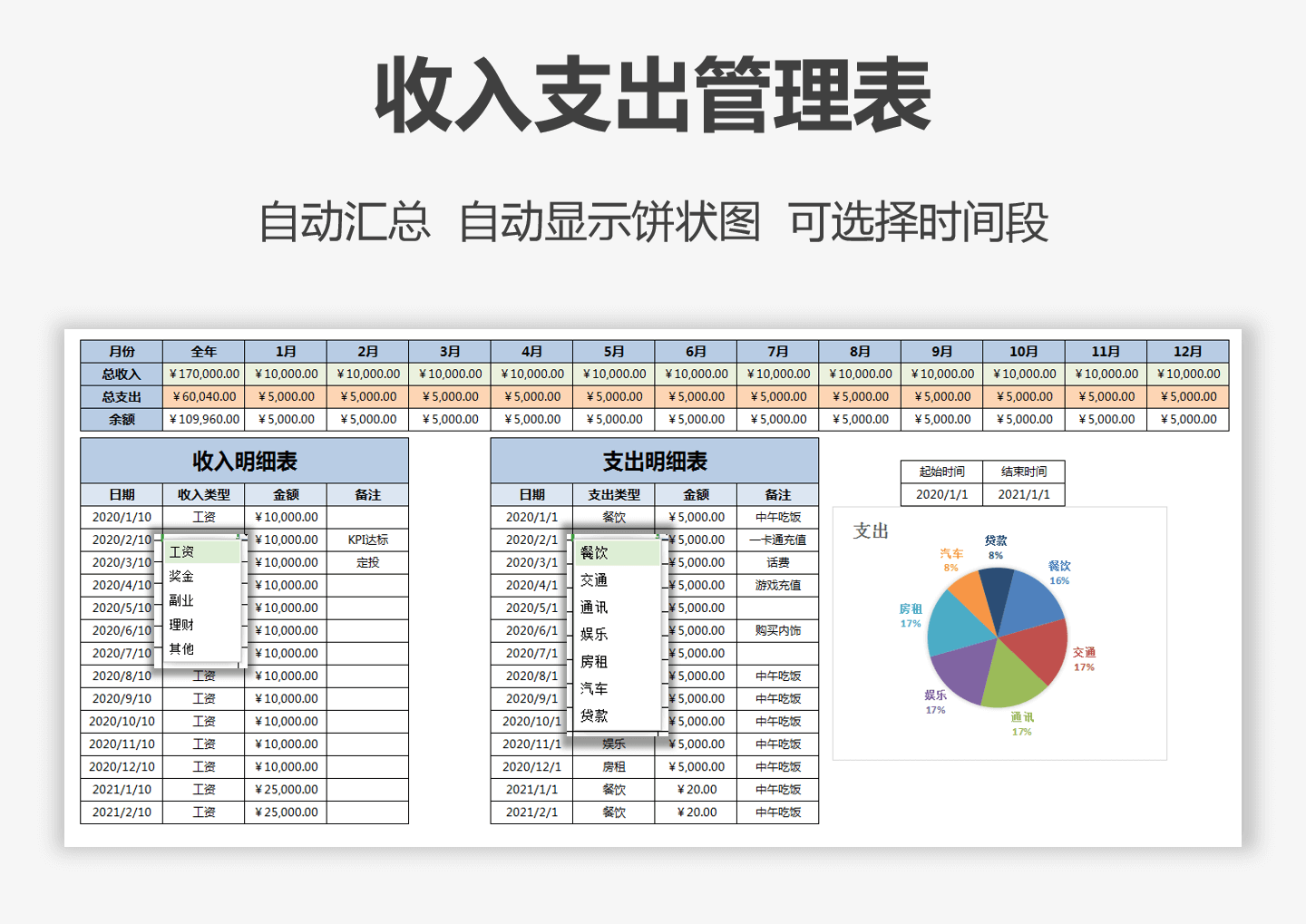 收入支出表格