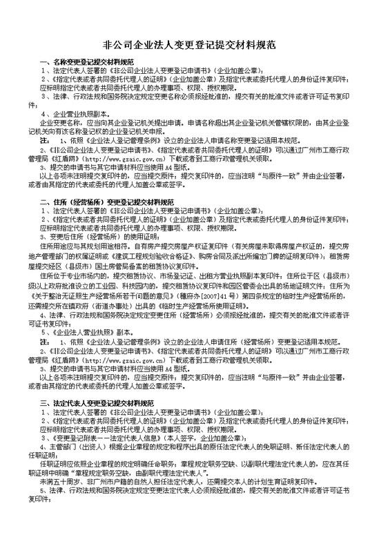 非公司企业法人变更登记申请书