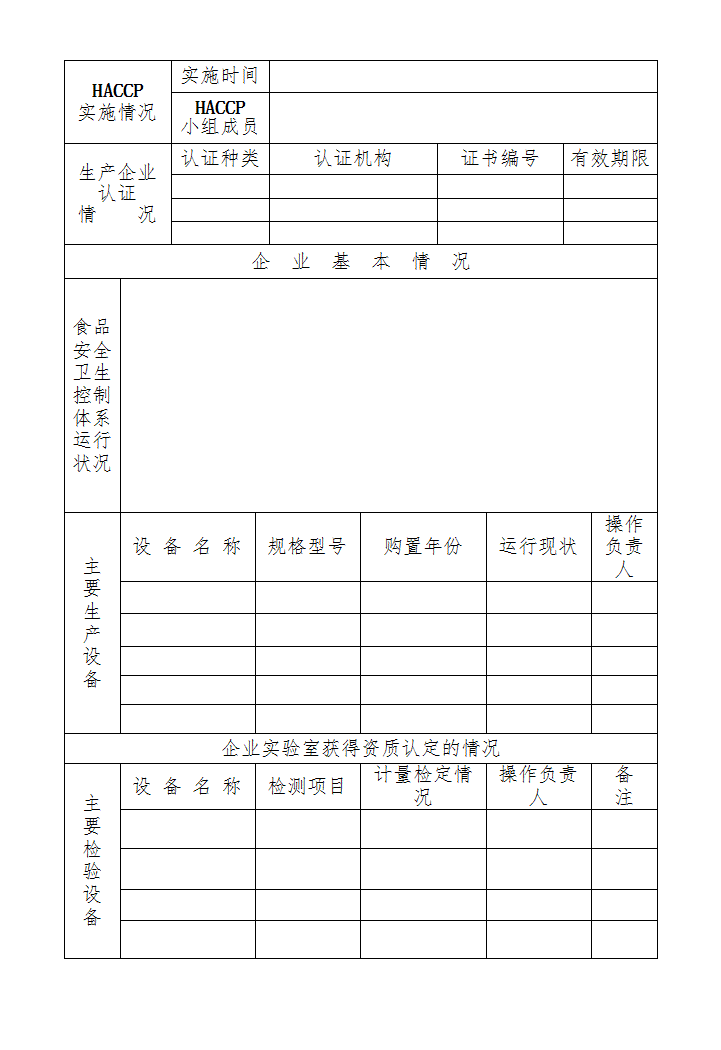 出口食品生产企业备案申请书