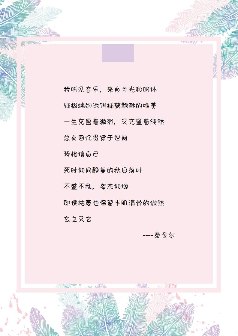 小清新彩色羽毛信纸